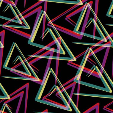 Renkli arka planda hipster tarzısoyut üçgenler. Soyut geometrik dikişsiz desen.