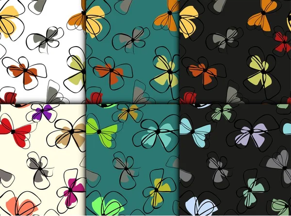 Bel Ensemble Avec Des Fleurs Colorées Sans Couture Fond Fleur — Image vectorielle