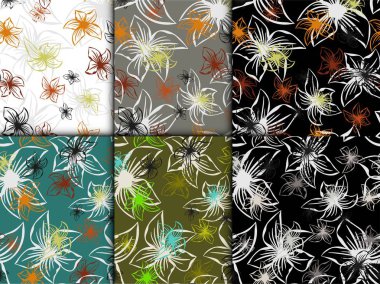 Çiçekler renkli sorunsuz ile güzel bir set. Bahar çiçeği arka plan. Dikişsiz vektör dokusu. Vintage doğal desen. Yaz rengi. Vintage duvar kağıdı. vektör deseni