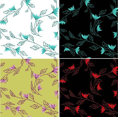 Güzel çiçekler, herhangi bir amaç için büyük tasarım. Vektör yay şablonu. Duvar kağıdı tasarımı için soyut çiçekler. Doğa kusursuz desen. Kumaş dokusu. Modern vektör illüstrasyonu.