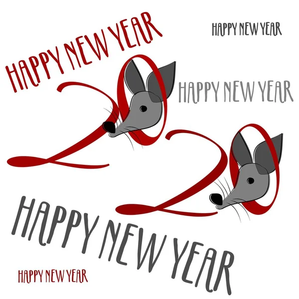 Mouse Character Closeup Light Backdrop Happy New Year Symbol Wild — Stock Vector