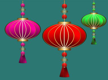 Dekorasyon için soyut Çin feneri. Ay yeni yılı. Parti dekorasyonu. Işık asılıyor. Çin feneri, herhangi bir amaç için harika tasarım.