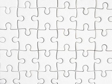 Beyaz jigsaw bulmaca üstten görünüm olarak grup (arka plan / doku)
