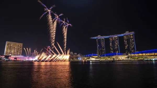 Singapur Julio 2018 Firewores Singapur Día Nacional Fechas Ensayo Del — Foto de Stock