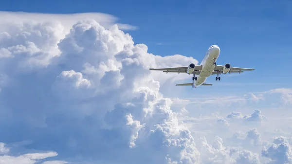 Airplane Flying Blue Sky White Cloud Stock Picture