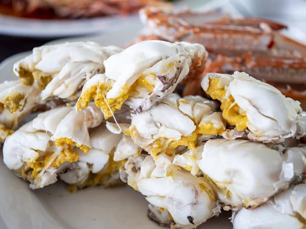 Close Steamed Crab Dish Restaurant Delicious Seafood Thailand Selective Focus — Stock Photo, Image