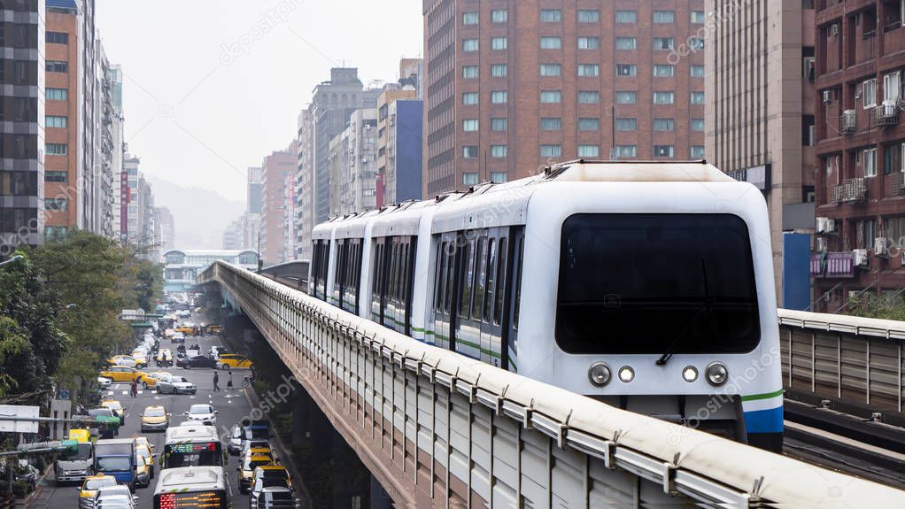 Mass Rapid Transit (MRT) train on track in Taiwan 3