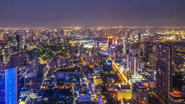 Vista alta da cidade de Banguecoque luz noturna 1 — Fotografia de Stock