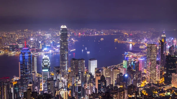 Hong Kong paysage urbain lumière de nuit 2 Images De Stock Libres De Droits