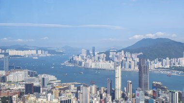 Hong Kong silüeti cityscape 2 yüksek görünümü