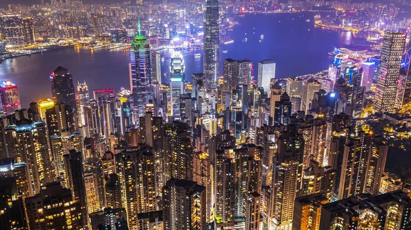 Cidade de Hong Kong luz da noite 12 — Fotografia de Stock