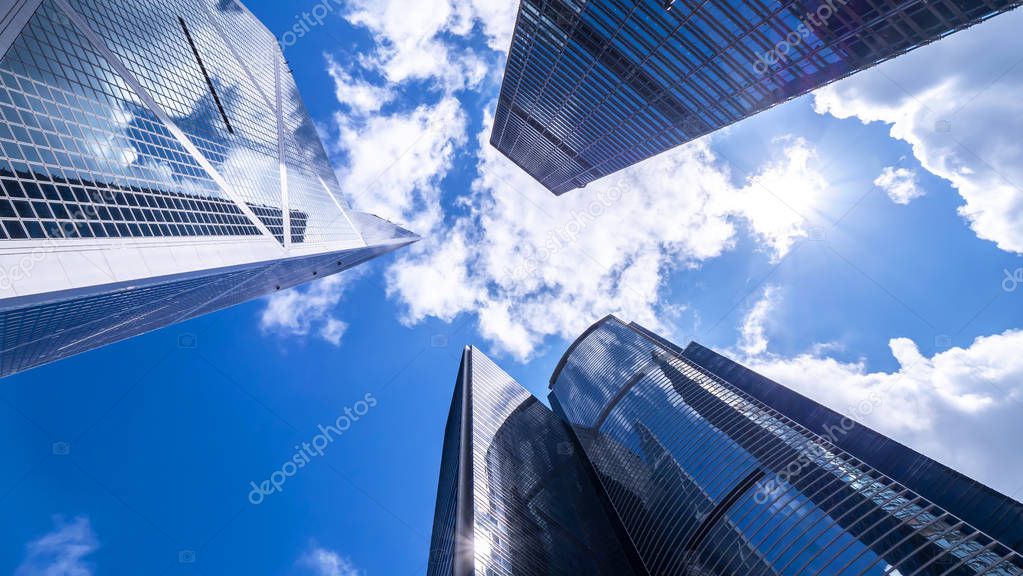 Vertical view of  Hong Kong high rise skyscraper buildings 2