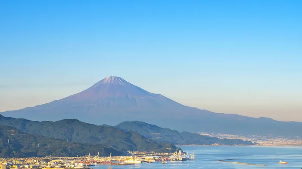 Fuji Fuji Mountain Shimizu Industrial Port Sopra Cielo Blu Nihondaira — Foto Stock
