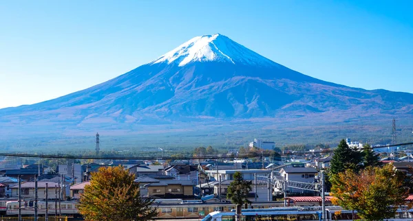 Közelkép Fuji Hegyről Kék Felett Kawaguchiko Tónál Yamanashi Japán — Stock Fotó
