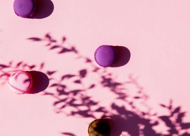 pembe arka plan üzerinde pembe makaronlar ve dal gölge.