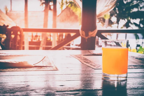 Jugo Naranja Saludable Para Beber Tono Retro Vintage Mañana Con — Foto de Stock