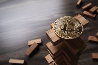 Bitcoin ahşap yapı taşları tower ile ilgili. Bitcoin risk veya bitcoin strateji için kavram