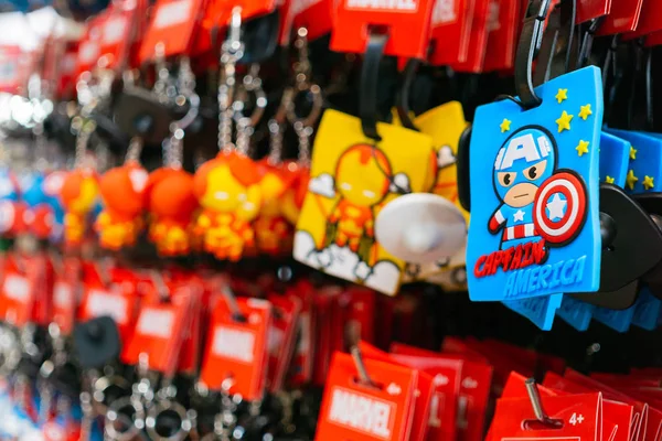 stock image Bangkok, Thailand - August 11, 2018. - Marvel souvenirs selling at The marvel experience superstore in Bangkok Thailand.  The marvel experience superstore is a retail store for a fan of Marvel Superheroes comics.