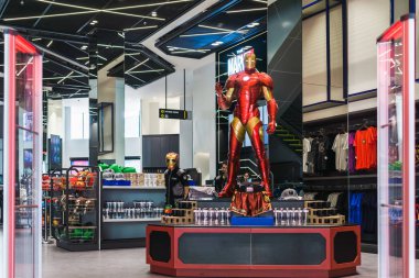 Bangkok, Tayland - 11 Ağustos 2018. -Marvel deneyim superstore Bangkok Tayland, alışveriş. Marvel deneyim superstore Marvel Süper kahraman çizgi roman hayranı bir perakende deposudur.