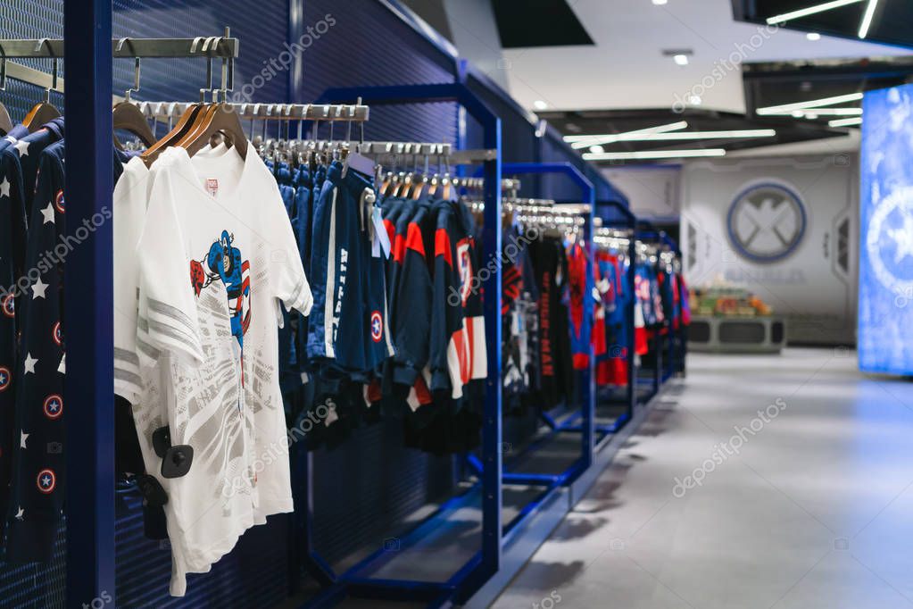 Bangkok, Thailand - August 11, 2018. - Shop at The marvel experience superstore in Bangkok Thailand.  The marvel experience superstore is a retail store for a fan of Marvel Superheroes comics.
