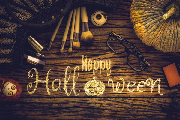 Feliz Festival Halloween Com Acessórios Beleza Feminina Estética Moda Plana — Fotografia de Stock