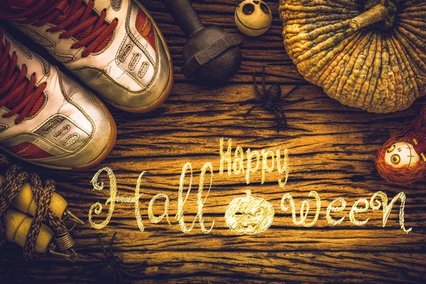 Ejercicio Feliz Día Halloween Con Fitness Ejercicio Estilo Vida Saludable — Foto de Stock