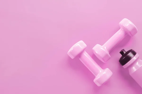Fitness Edzés Egészséges Életmód Valentine Day Háttér Koncepció Kidolgozása Rózsaszín — Stock Fotó
