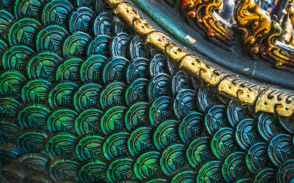 Close up detailed shot of Thai pattern the king of naga or serpe — Stock Photo, Image