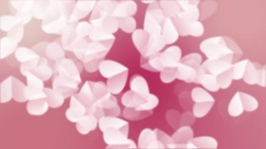 Sevgililer Günü için Kalp Arka Plan. Sevgililer Günü tatili için yükselen beyaz kalp kağıdı 3d ile animasyonlu arka plan. 4k'da işleme