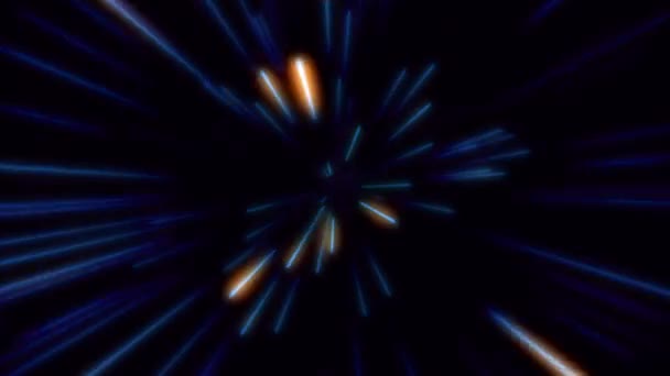 技術と通信の背景のための抽象的な創造的な光速青の背景 青色光の速度 運動中のネオン光線 カラフルな爆発 星を通って移動します シームレスループ — ストック動画