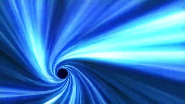 蓝色漩涡的抽象运动图形 快速飞行通过蓝色隧道黑洞抽象 隧道到另一个维度 — 图库视频影像