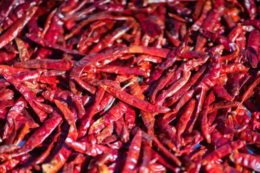 Kurutulmuş kırmızı biber, gıda maddesi. Kırmızı kuru biber doku backgr