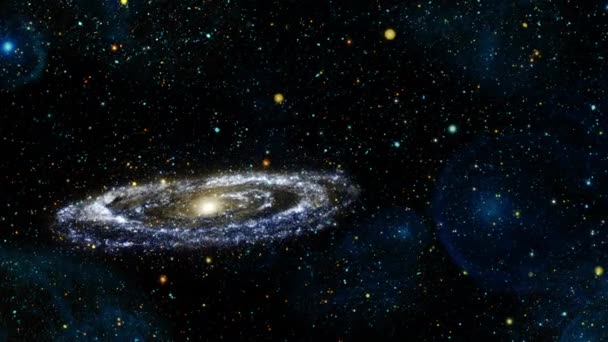 宇宙中的银河穿行于群星之中 仙女座星系中的恒星和明亮的螺旋星系的空间 — 图库视频影像