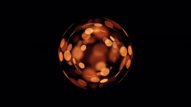 Анимация Золотого Шара Шара Боке Изолированного Чёрном Каналом Альфа Многослойный — стоковое видео