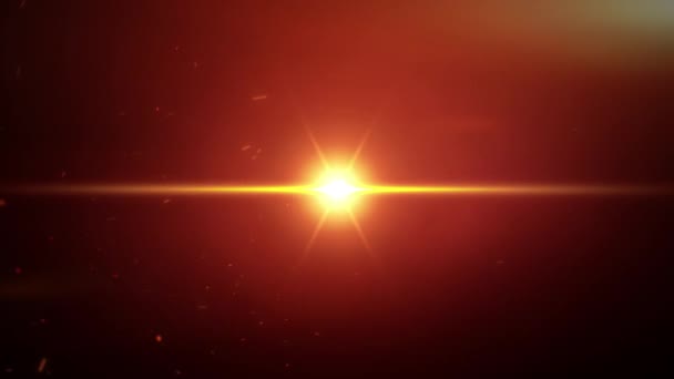光フレア爆発4K映像粒子状の塵と雲を持つグローオレンジ色の金のフレア映画予告編の背景映像バースト光フレアの背景や背景 — ストック動画