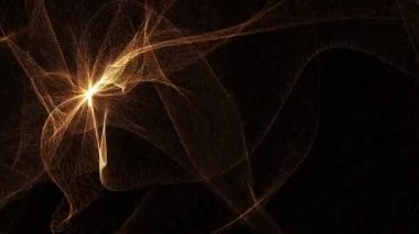 3D soyut dijital altın dalgalı çizgiler tel örgülü dalga formu. Kusursuz döngü animasyonu. Bilimkurgu, bilim, teknoloji ve fütüristik arkaplan için kopyalama alanı olan güzel döngülenmiş 4K hareket