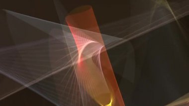 4K Soyut Geometri Çok Renkli Beyaz Sarı Hareketli, pürüzsüz döngü arka planı. Soyut ağ etrafında dönen parlayan çapraz çizgiler. Gelecekçi Bilim Kurgu Döngüsü İş Arkaplanı. 