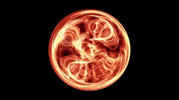 Seamless Loop Abstract Fire Plasma Energy Sphere Isolated Alpha Channel — Stock Video