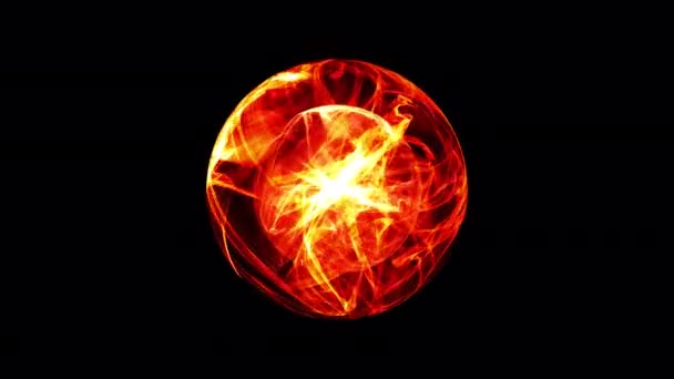 Abstract Digital Futuristic Burning Sphere Glowing Flames Energy Waves Sparkling — Stock Video