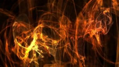 Soyut Hareket Arkaplanı, ateş enerjisi bilim teknolojisine doğru yüzüyor. 4K 3D altın enerji animasyonu. Bilgisayar tarafından oluşturulan görüntüler.