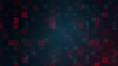 Koyu kırmızı ve mavi geometrik kareler mozaik teknoloji tasarımı. Kusursuz döngü 4K 3D video canlandırması ışık ile teknoloji karelerini hareket ettiriyor.