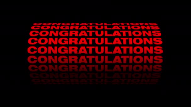 Congratulationer Röd Färg Text Cylinder Röret Rörelse Animation Svart Bakgrund — Stockvideo