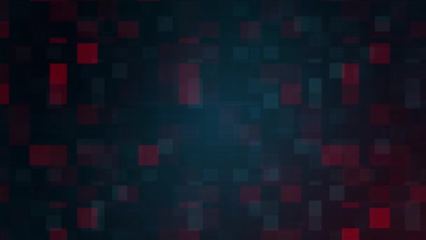 Quadrados Geométricos Vermelhos Azuis Escuros Projeto Movimento Tecnologia Mosaico Loop — Vídeo de Stock