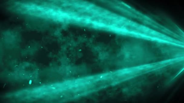 Abstrakcyjny Błysk Reflektora Rozbłysk Chmurą Dymu Pyłu Cząstek Kinematograficzne Zielone — Wideo stockowe