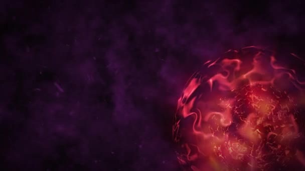 Animacja Pętli Zbliżeniowej Ruchu Planety Ognia Plazmowego Dymem Pyłem Ciemnym — Wideo stockowe