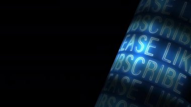 Lütfen metin veya sanat çalışmalarınız için siyah arkaplandaki 3D mavi neon metin hareketini kopyalayın ve abone olun. 4K Video kapağı animasyon metin kullanımı Video için başlık karavanı.
