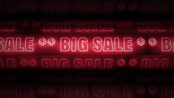 Big Sale Red Neon Word Seamless Loop Kinetic Rotate Typography — стоковое видео