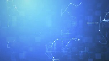 Kusursuz döngülü mavi dijital güç şebekesi parlayan parçacıklar hareket arkaplanı. 4K 3D soyut siber uzay yeniliği gelecekçi matris siber elektronik ızgara teknoloji arka planı için modern. 