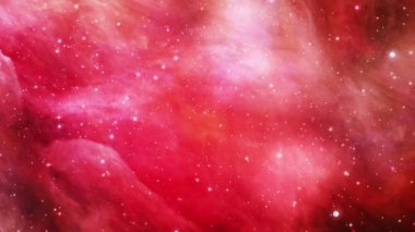 Boşluksuz döngü. Bilimsel filmler için Orion Nebula 'nın içine uçmak ve uzayda sinema, sahne ve başlık, logolar. 4K 3D döngü oluşturma canlandırma uzay uçuşuName.