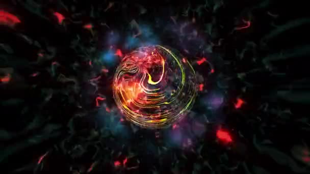 Fondo Oscuro Movimiento Colorido Abstracto Con Elemento Fractal Energía Roja — Vídeo de stock